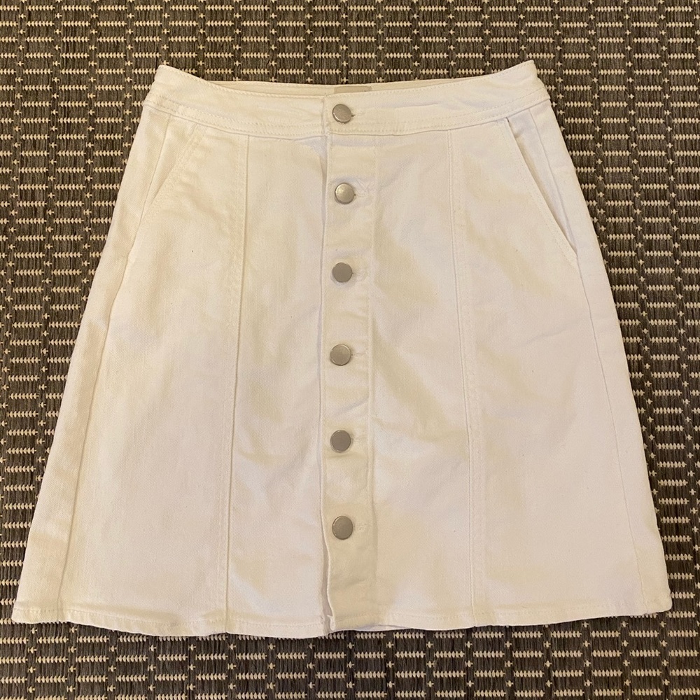 A New Day White Full Button Down Skirt